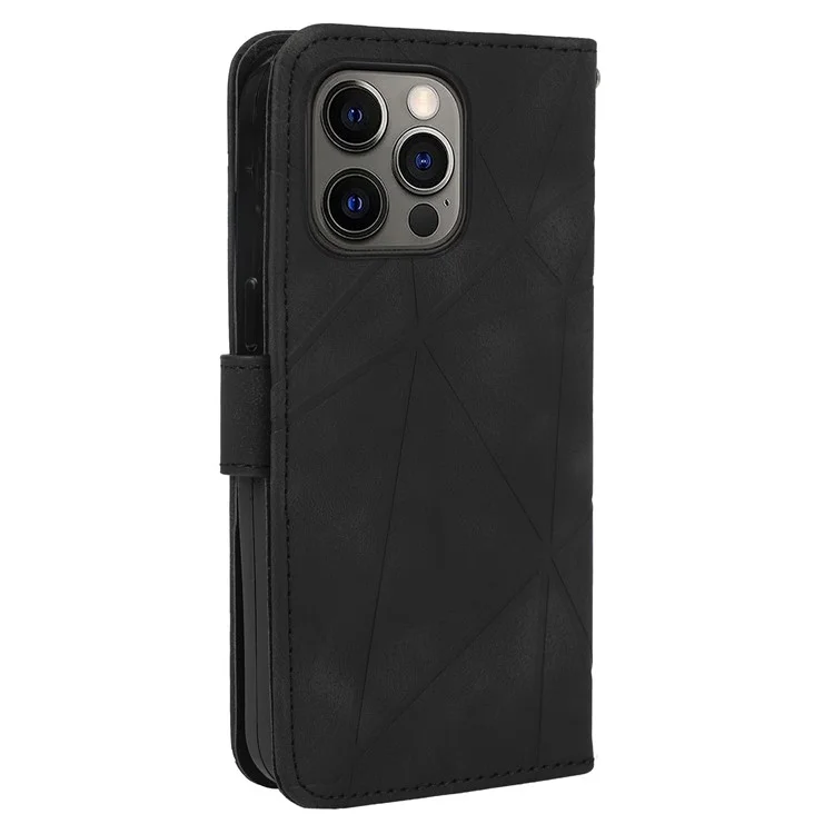 For iPhone 14 Pro Max Leather Case Skin-Touch Texture Wallet Stand Phone Cover - Black