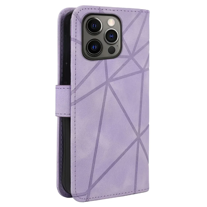 For iPhone 14 Pro Max Leather Case Skin-touch Texture Wallet Stand Phone Cover - Purple