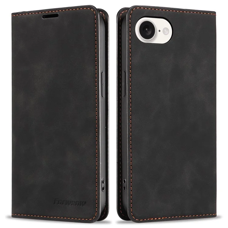 FORWENW Fantasy Series pour iPhone SE (2024) Étui Peau-Toucher Cuir Absorption Magnétique Coque de Téléphone - Noir