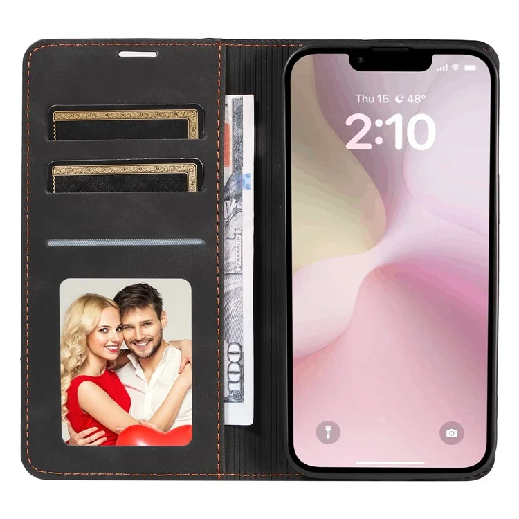 FORWENW Fantasy Series pour iPhone SE (2024) Étui Peau-Toucher Cuir Absorption Magnétique Coque de Téléphone - Noir