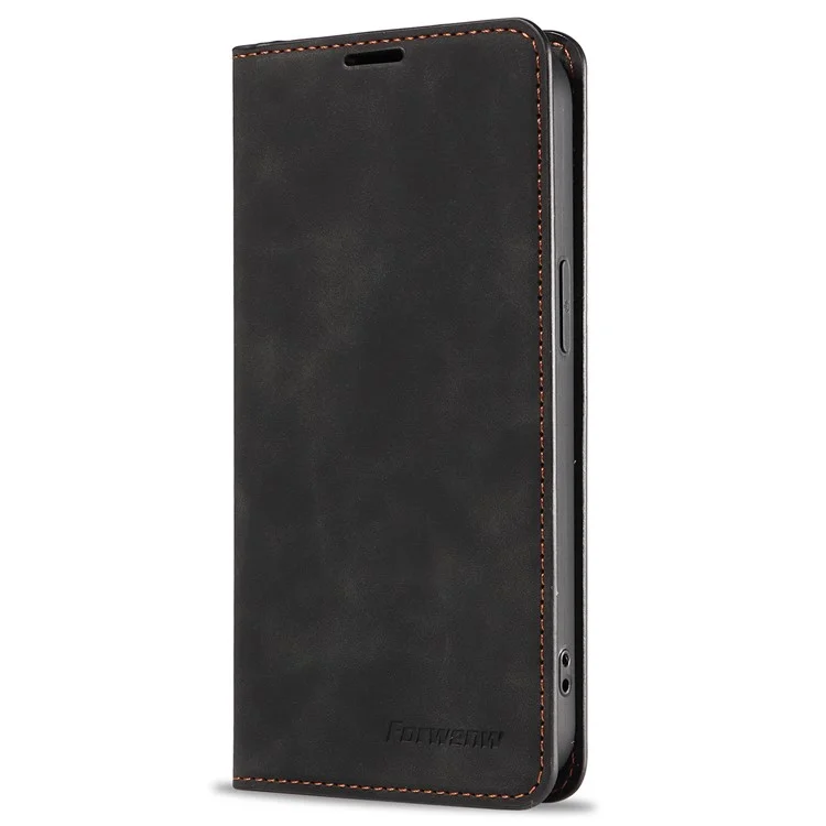 FORWENW Fantasy Series pour iPhone SE (2024) Étui Peau-Toucher Cuir Absorption Magnétique Coque de Téléphone - Noir