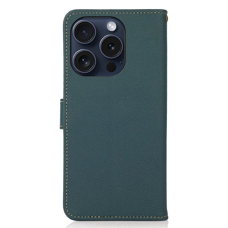 KHAZNEH per iPhone 16 Pro Max Custodia Portafoglio RFID Blocking Vera Pelle di Mucca Cover per Telefono - Verde