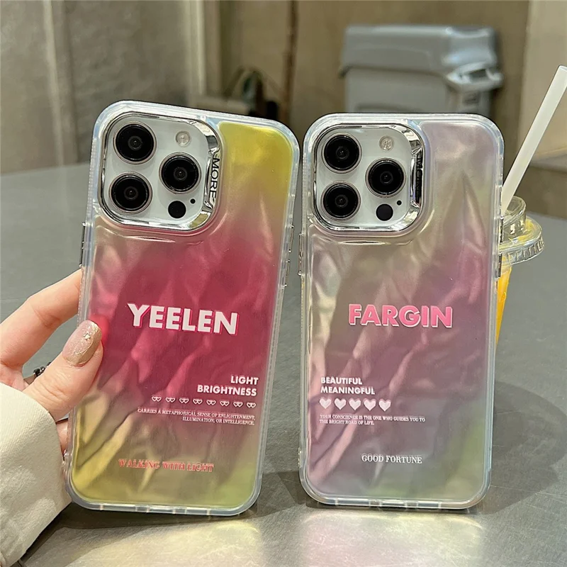 For iPhone 15 Pro Case Gradient Color Wrinkled Water Ripple PC+TPU Phone Cover - Red