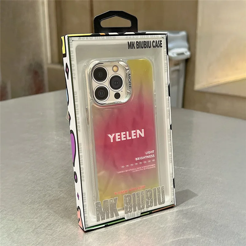 For iPhone 15 Pro Case Gradient Color Wrinkled Water Ripple PC+TPU Phone Cover - Red