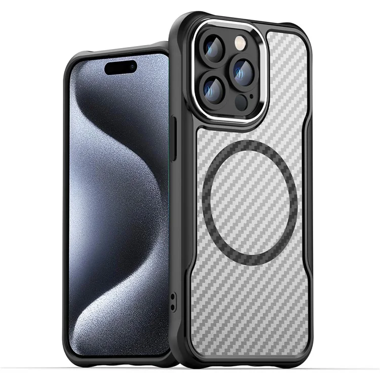 Capa Magnética Compatível com MagSafe para iPhone 15 Pro, Cobertura de Telefone de TPU+PC - Preta
