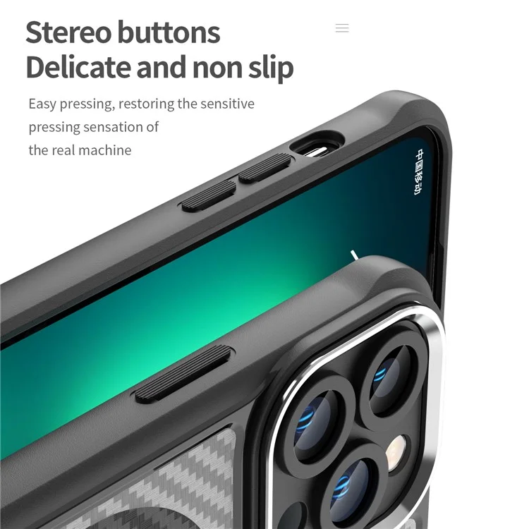 Capa Magnética Compatível com MagSafe para iPhone 15 Pro, Cobertura de Telefone de TPU+PC - Preta