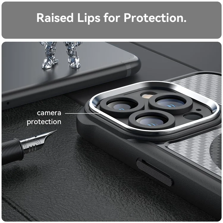 Capa Magnética Compatível com MagSafe para iPhone 15 Pro, Cobertura de Telefone de TPU+PC - Preta