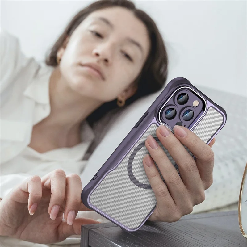 For iPhone 14 Pro Case Compatible with MagSafe TPU+PC Phone Cases   - Purple