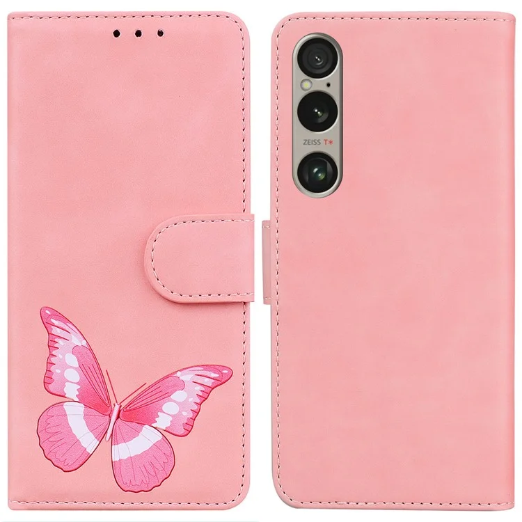 For Sony Xperia 1 VI Case Butterfly Leather Wallet Phone Cover Mobile Accessories Wholesale - Pink