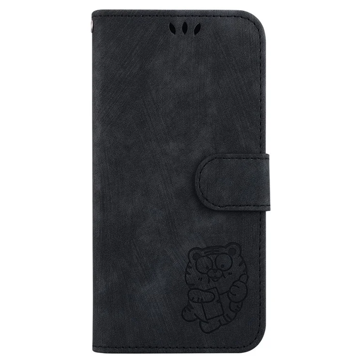For Sony Xperia 1 VI Leather Case Cute Tiger Pattern Wallet Stand Phone Cover - Black