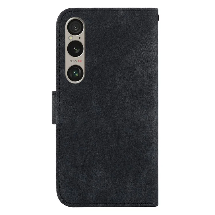 For Sony Xperia 1 VI Leather Case Cute Tiger Pattern Wallet Stand Phone Cover - Black