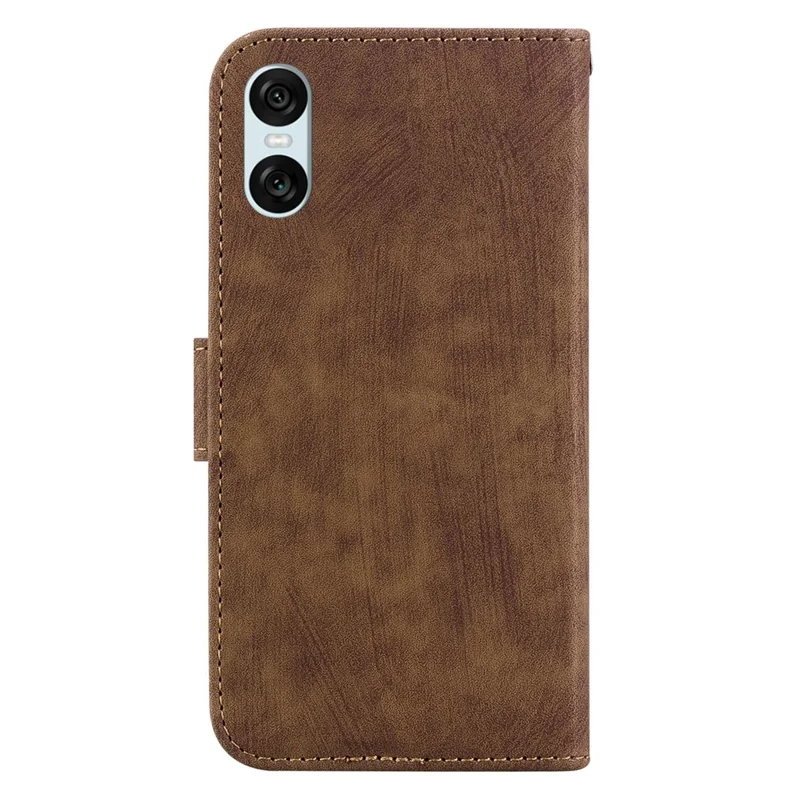 For Sony Xperia 10 VI Leather Case Phone Wallet Cover Cute Tiger Pattern - Brown