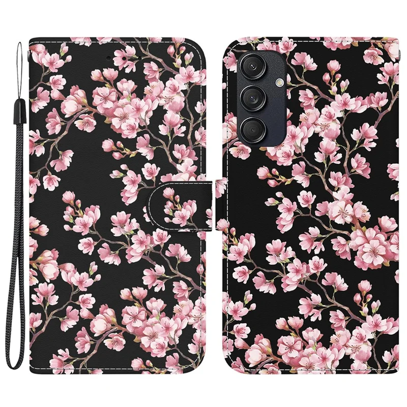 For Samsung Galaxy M55 5G / C55 5G / F55 5G Wallet Phone Case Pattern Print Leather Shockproof Cover - Plum Blossom