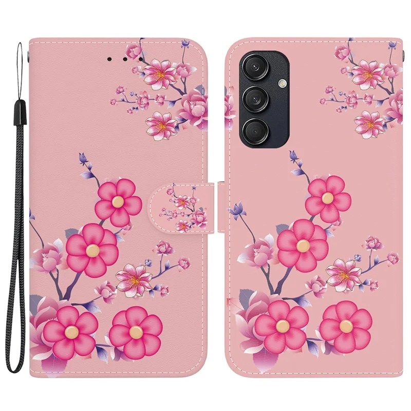 For Samsung Galaxy M55 5G / C55 5G / F55 5G Wallet Phone Case Pattern Print Leather Shockproof Cover - Sakura