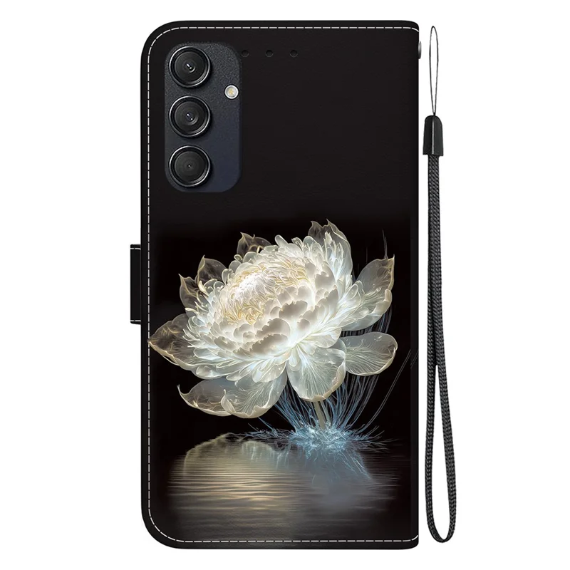 For Samsung Galaxy M55 5G / C55 5G / F55 5G Wallet Phone Case Pattern Print Leather Shockproof Cover - Crystal Peony