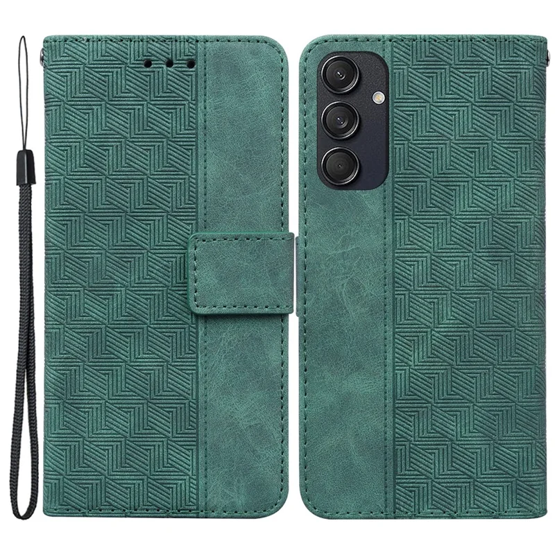 For Samsung Galaxy M55 5G / C55 5G / F55 5G Case Imprinted Geometry PU Leather Protective Cover - Green