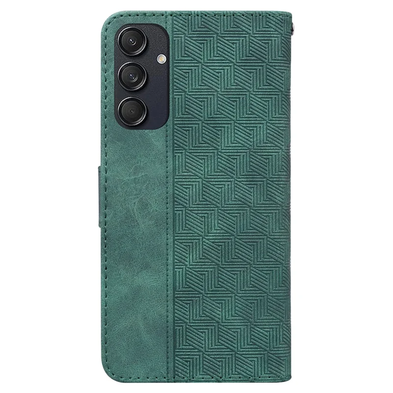 For Samsung Galaxy M55 5G / C55 5G / F55 5G Case Imprinted Geometry PU Leather Protective Cover - Green