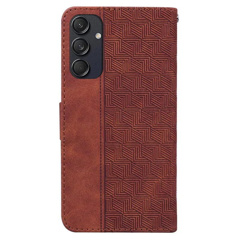 For Samsung Galaxy M55 5G / C55 5G / F55 5G Case Imprinted Geometry PU Leather Protective Cover - Brown