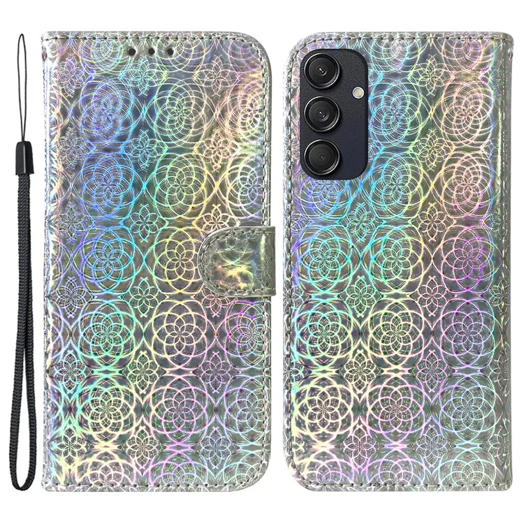 Para Samsung Galaxy M55 5G / C55 5G / F55 5G Funda Dazzling Flower Cierre Magnético Cubierta de Cuero - Gris