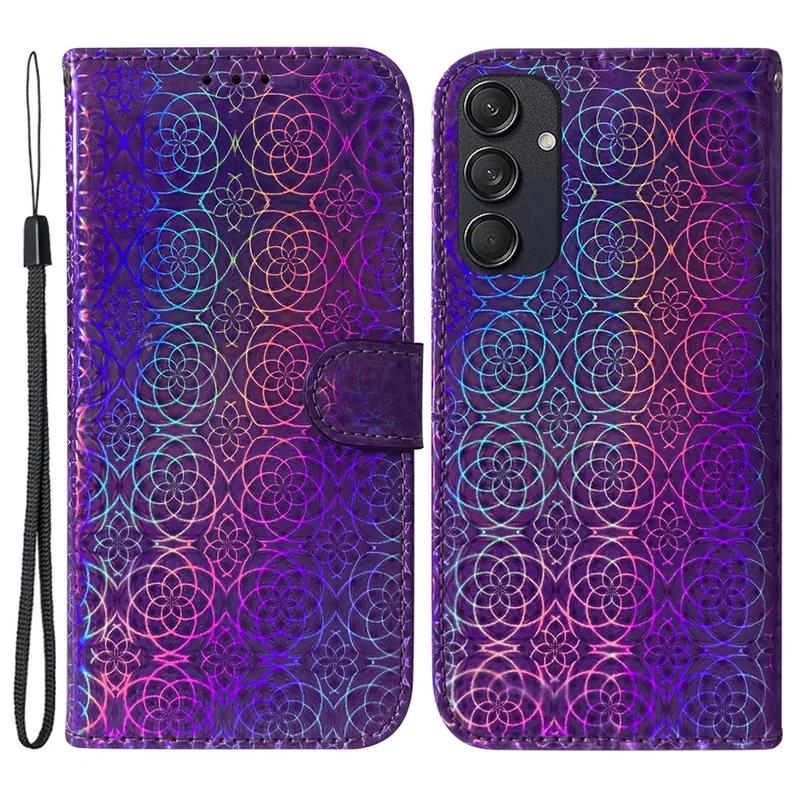 For Samsung Galaxy M55 5G / C55 5G / F55 5G Case Dazzling Flower Magnetic Clasp Leather Cover - Purple
