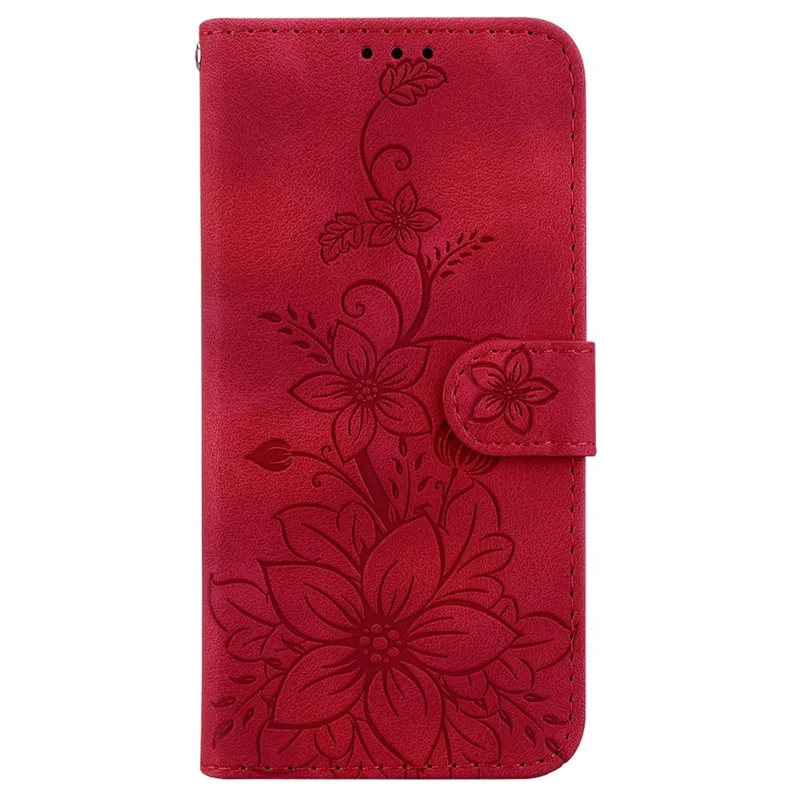For Samsung Galaxy M55 5G / C55 5G / F55 5G Case with Hand Strap PU Leather Flower Phone Cover - Red