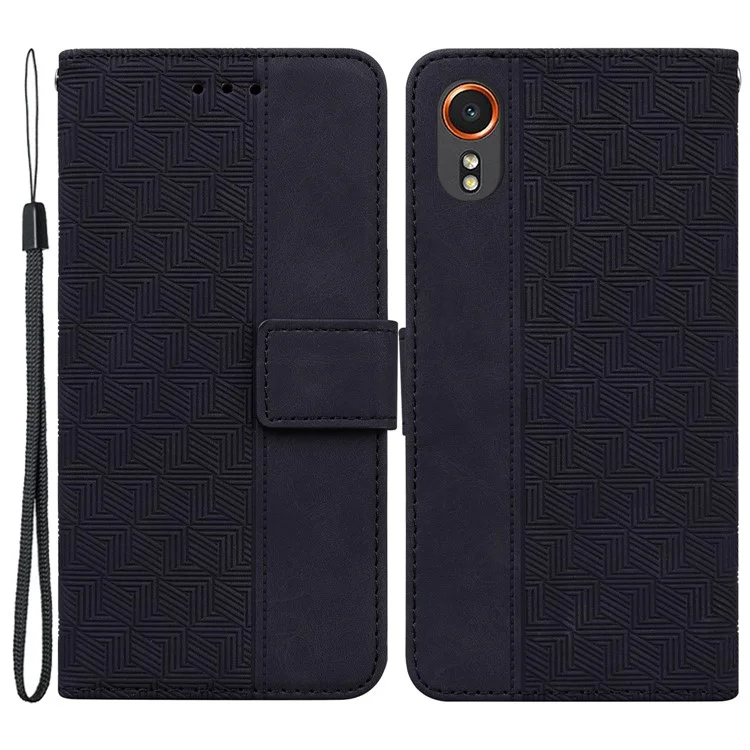 Per Samsung Galaxy Xcover7 Custodia Portafoglio Stand Pelle Geometria Custodia per Cellulare - Nero