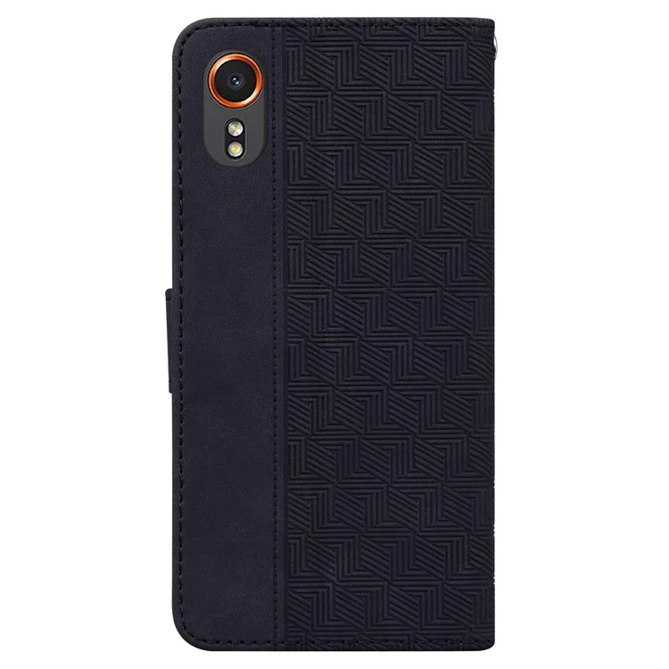 Per Samsung Galaxy Xcover7 Custodia Portafoglio Stand Pelle Geometria Custodia per Cellulare - Nero