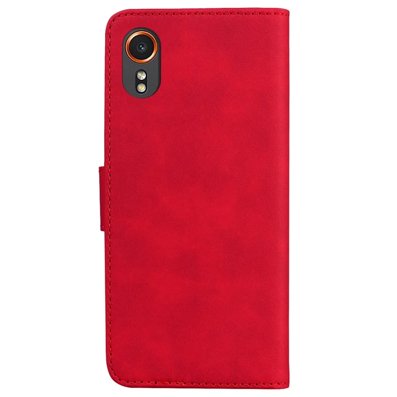 For Samsung Galaxy Xcover7 Case Butterfly Printed Magnetic Shockproof Leather Phone Cover - Red