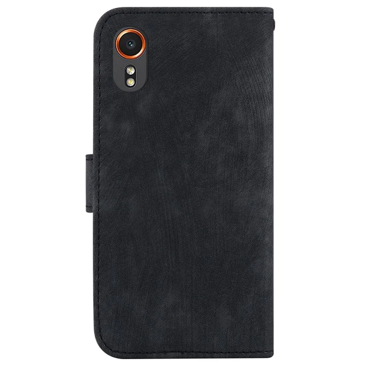 For Samsung Galaxy Xcover7 Case Cute Tiger Leather Card Holder / Cash Slots Phone Cover - Black