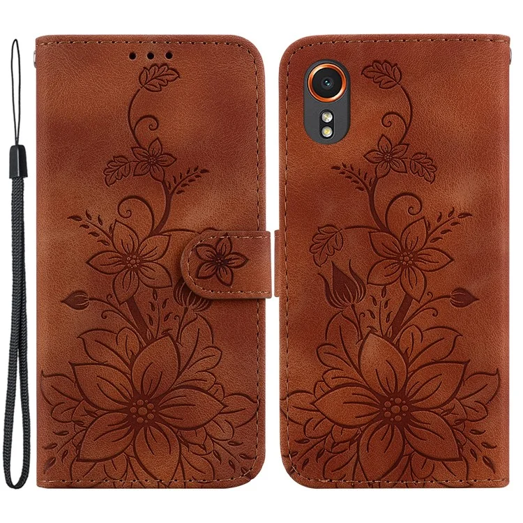Pour Samsung Galaxy Xcover7 Étui Fleur Étui Téléphone en Cuir avec Fonction Portefeuille - Marron