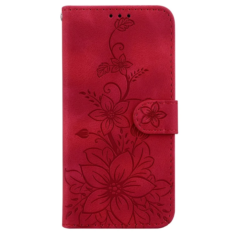 For Samsung Galaxy Xcover7 Case Flower Leather Phone Cover with Wallet Function - Red
