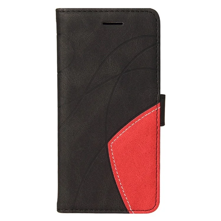 For Honor 200 Lite Leather Case Wallet Stand Color Splicing Phone Cover - Black