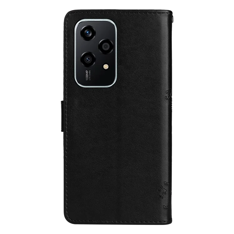 KT Imprinting Flower Series-3 For Honor 200 Lite Case Cat Tree Standing Function Leather Phone Cover - Schwarz