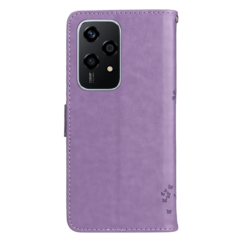 For Honor 200 Lite Phone Case with Stand Cat Tree Pattern Leather Wallet Mobile Cover - Light Purple