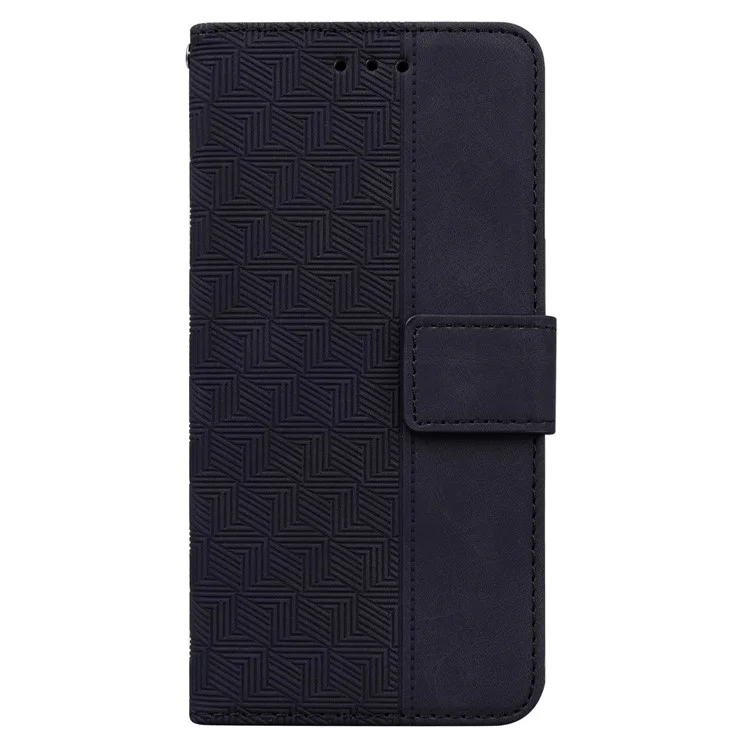 Für Realme C65 4G Wallet Phone Case Geometry PU Leder Folio Flip Cover - Schwarz