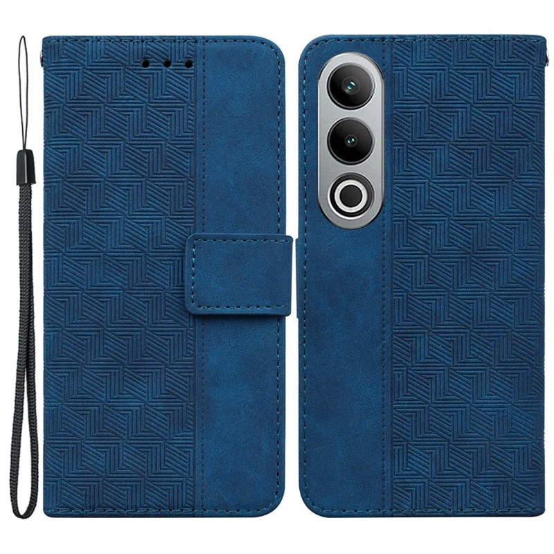 For OnePlus Nord CE4 5G Case Stand Shockproof PU Leather Geometry Phone Cover - Blue