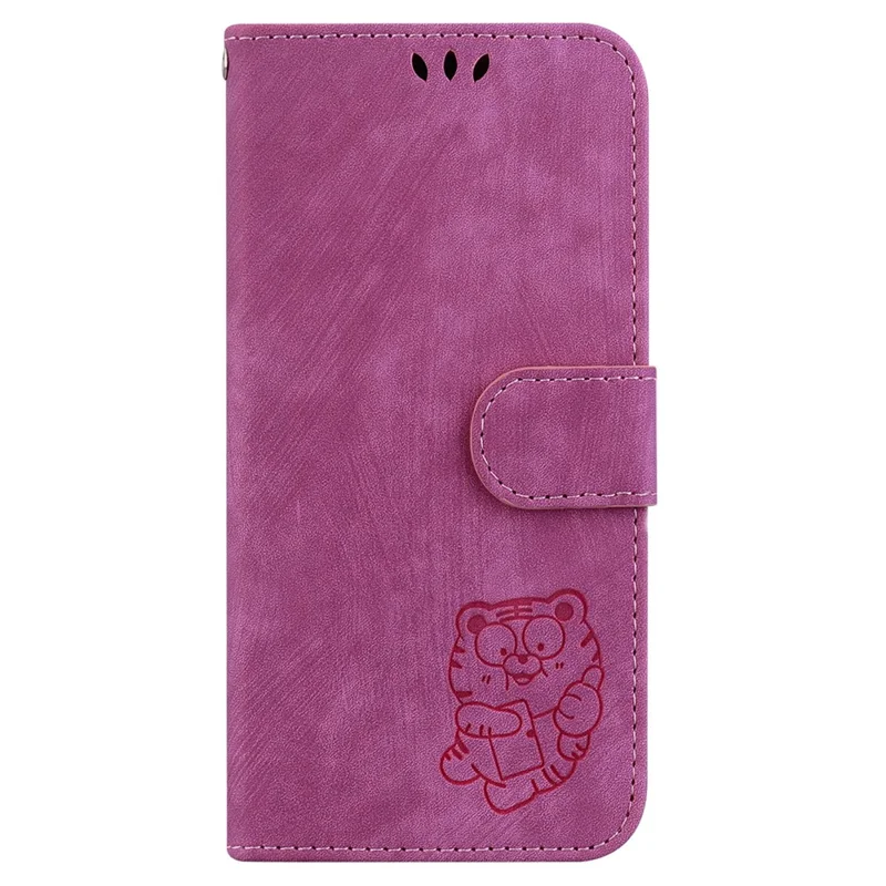 For OnePlus Nord CE4 5G Case Cute Tiger Pattern Phone Leather Cover with Strap - Rose