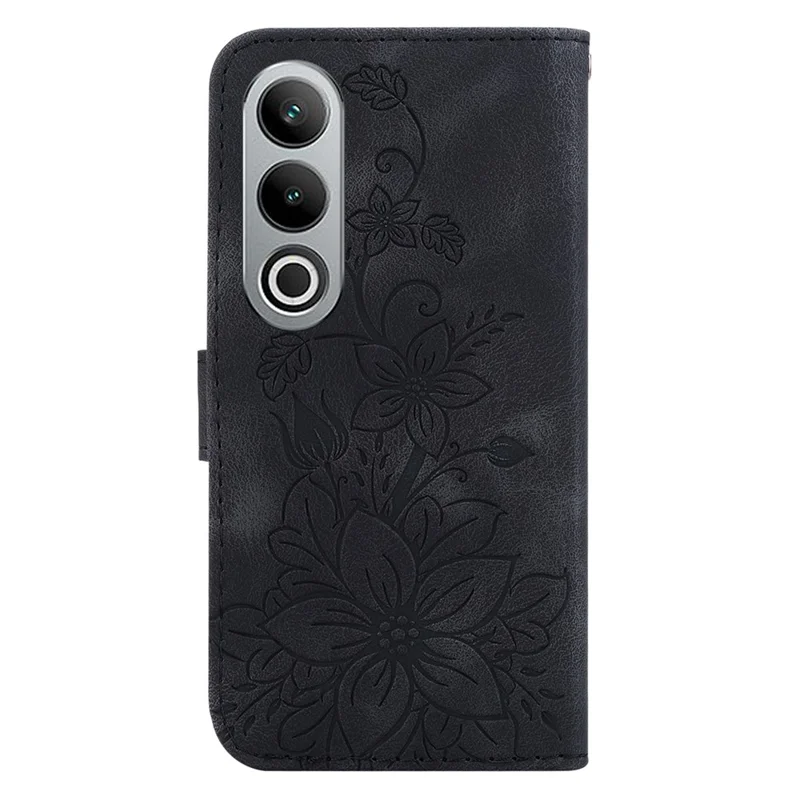 For OnePlus Nord CE4 5G Case Wallet Flower PU Leather Folio Phone Cover - Black