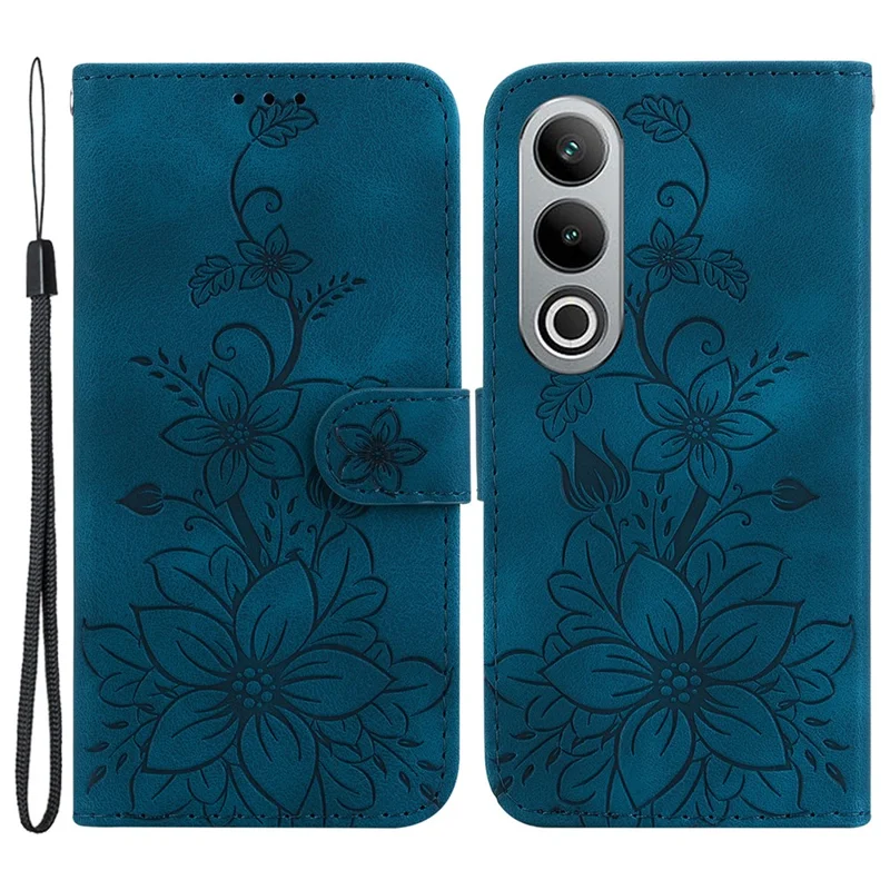 For OnePlus Nord CE4 5G Case Wallet Flower PU Leather Folio Phone Cover - Dark Blue