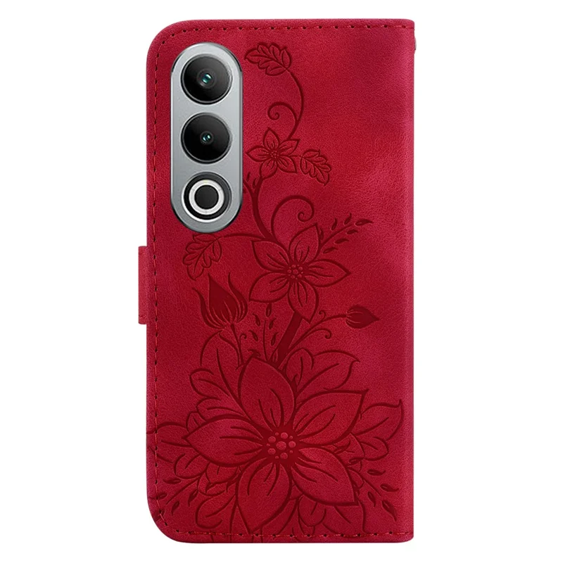 For OnePlus Nord CE4 5G Case Wallet Flower PU Leather Folio Phone Cover - Red
