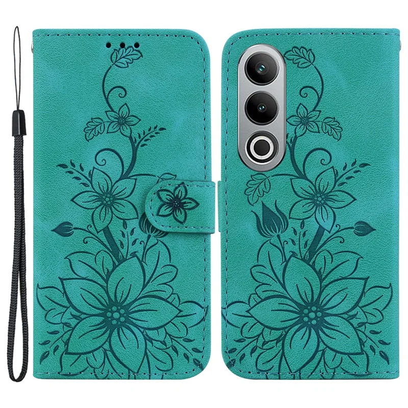For OnePlus Nord CE4 5G Case Wallet Flower PU Leather Folio Phone Cover - Green