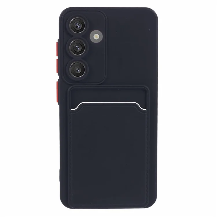 For Samsung Galaxy A55 5G Case Card Slot Anti-scratch Soft TPU Phone Back Cover - Black