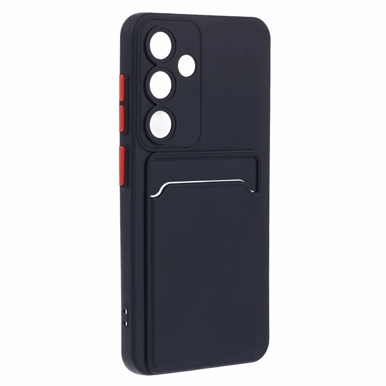 For Samsung Galaxy A55 5G Case Card Slot Anti-scratch Soft TPU Phone Back Cover - Black