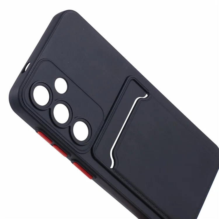 For Samsung Galaxy A55 5G Case Card Slot Anti-scratch Soft TPU Phone Back Cover - Black