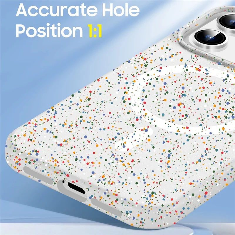 For iPhone 12 / 12 Pro Case Colorful Spots Matte Hard PC Magnetic Phone Cover - White