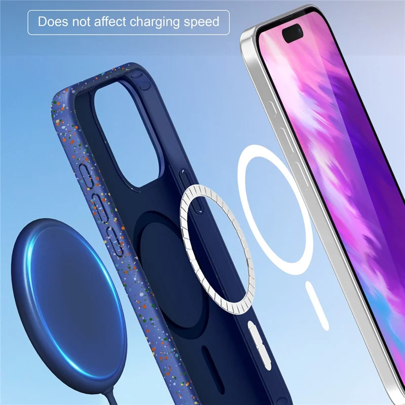 For iPhone 14 Pro Magnetic Case Colorful Spots Matte PC Hard Phone Cover - Black