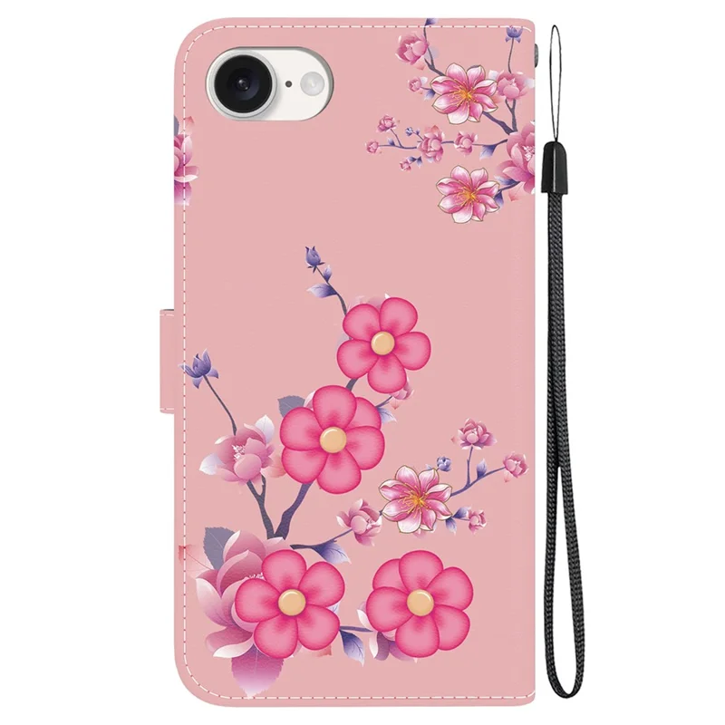 For iPhone 16e Case Pattern Print Scratch-Proof Leather Phone Cover with Wallet - Sakura