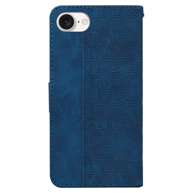 Funda de billetera de piel para iPhone SE (2024) con diseño de impresión geométrica - Azul