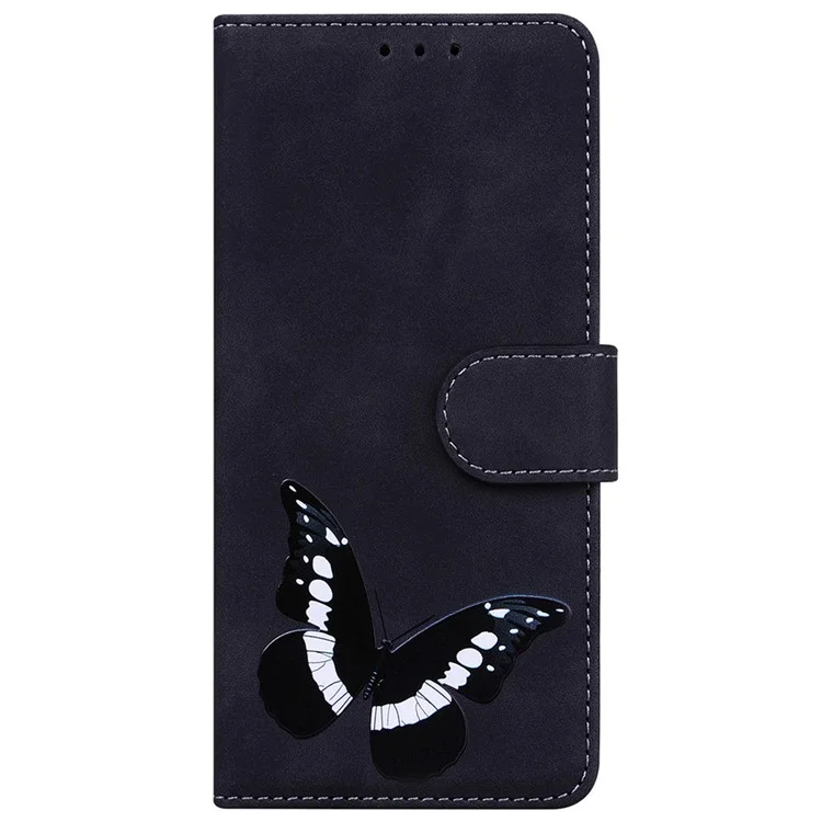 For iPhone 16e Case Butterfly Pattern Wallet Stand Leather Phone Cover - Black