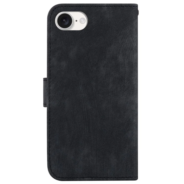 For iPhone 16e Case Wallet PU Leather Flip Phone Stand Cover with Imprinted Tiger Pattern - Black